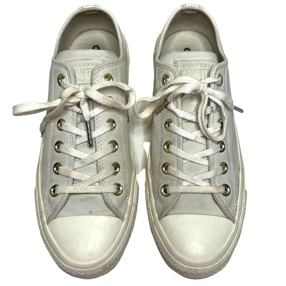 Converse Leather All Star Blocked Nubuck Patent Leather Heel Grey White Size 7 - Picture 1 of 11